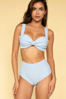 Full Coverage High Rise Bikini Bottom | Peri Micro Gingham