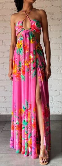 Rococo Sand | Megan Halter-Neck Long Dress | Pink