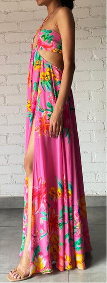 Rococo Sand | Megan Halter-Neck Long Dress | Pink