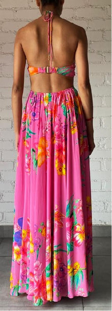 Rococo Sand | Megan Halter-Neck Long Dress | Pink