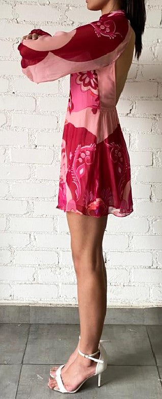 Hemant & Nandita | Malak High-Neck Back Button Short Dress | Pink