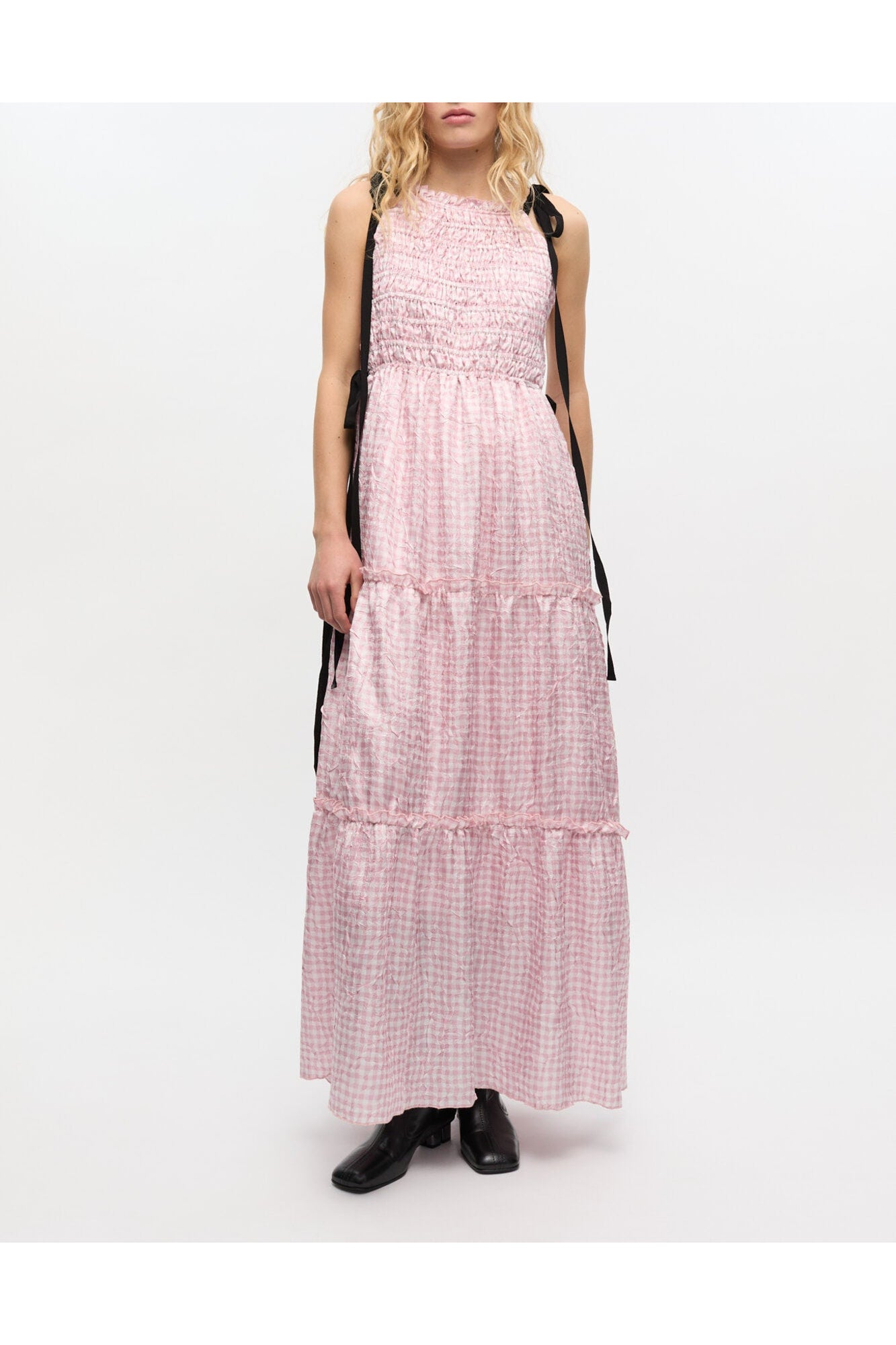 Pink Check Dress | Bleached Mauve