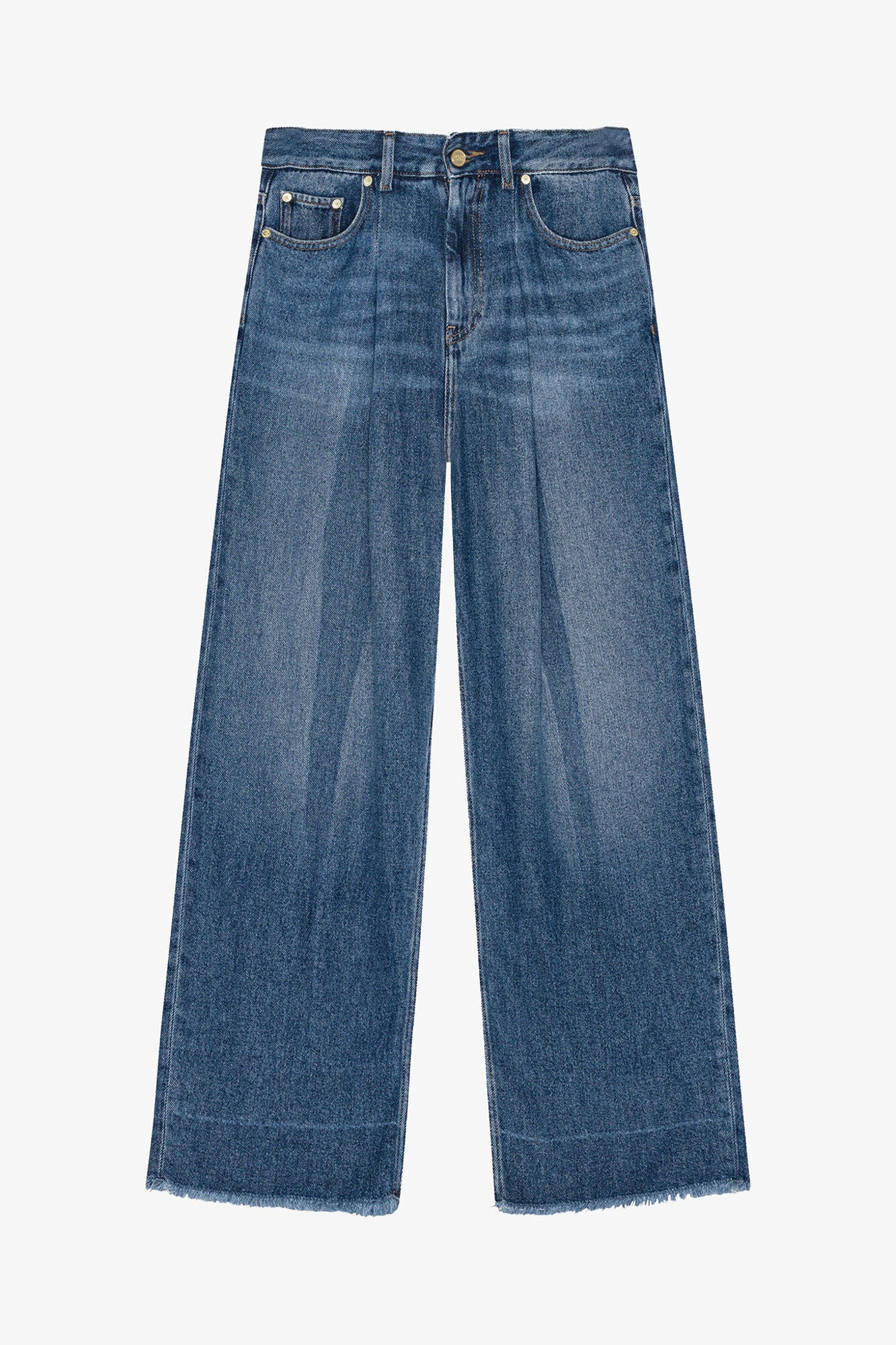 Pleated Jeans | Mid Blue Vintage