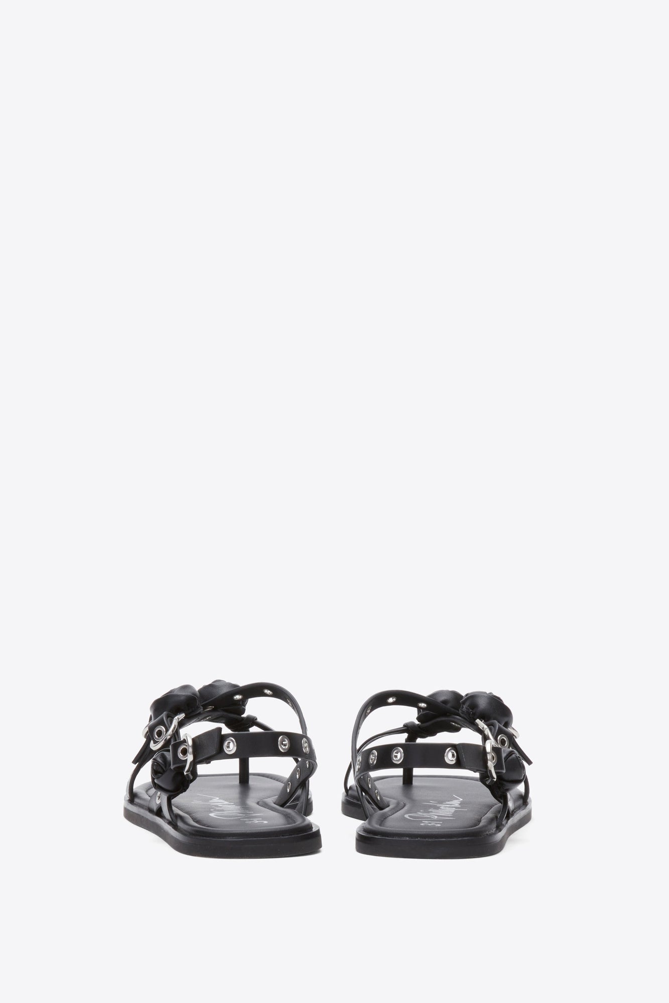 Strappy Eyelet Sandal with Rosettes | Black