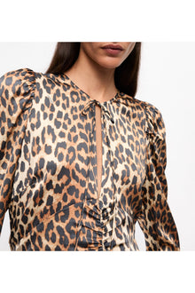 Print Satin Midi Dress | Leopard