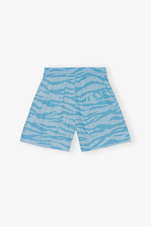 Printed Cotton Elasticated Shorts | Ethereal Blue