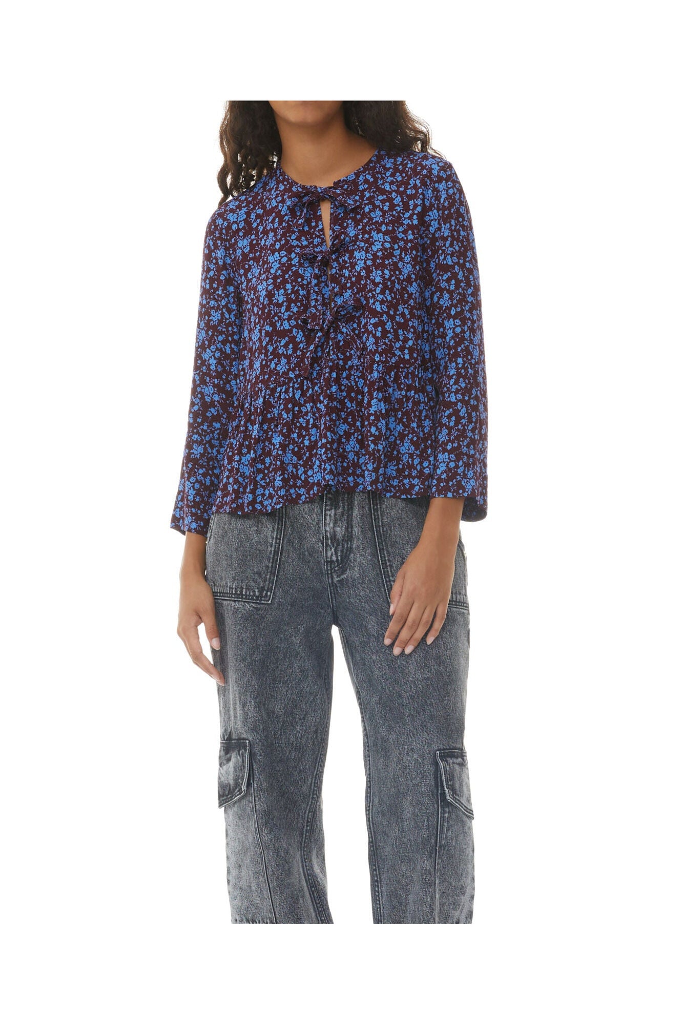 Printed Crepe Peplum Blouse | Port Royale
