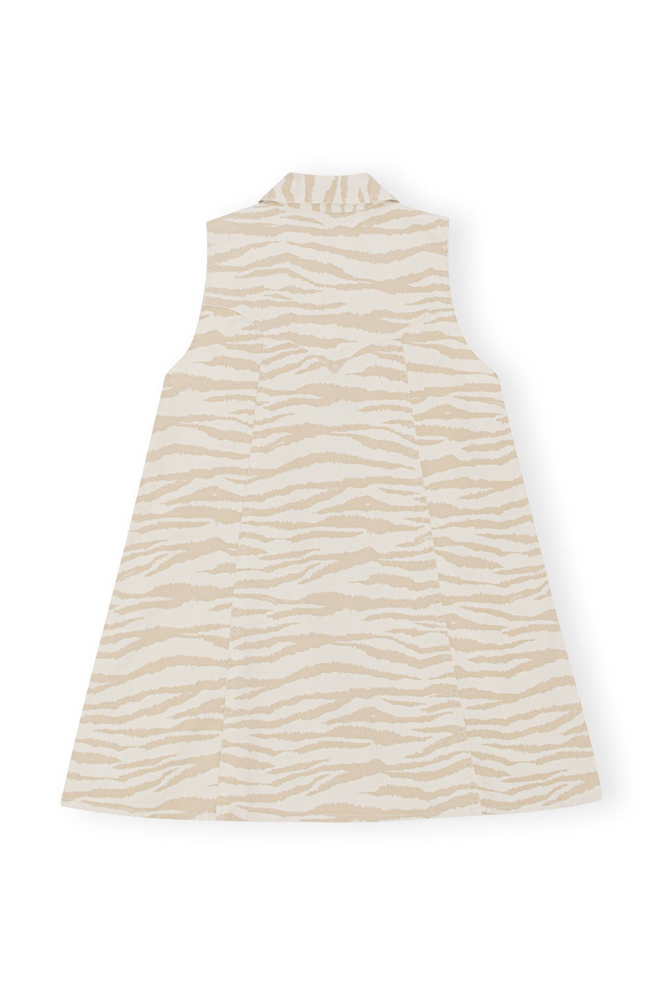 Printed Denim Mini Dress | Pale Khaki
