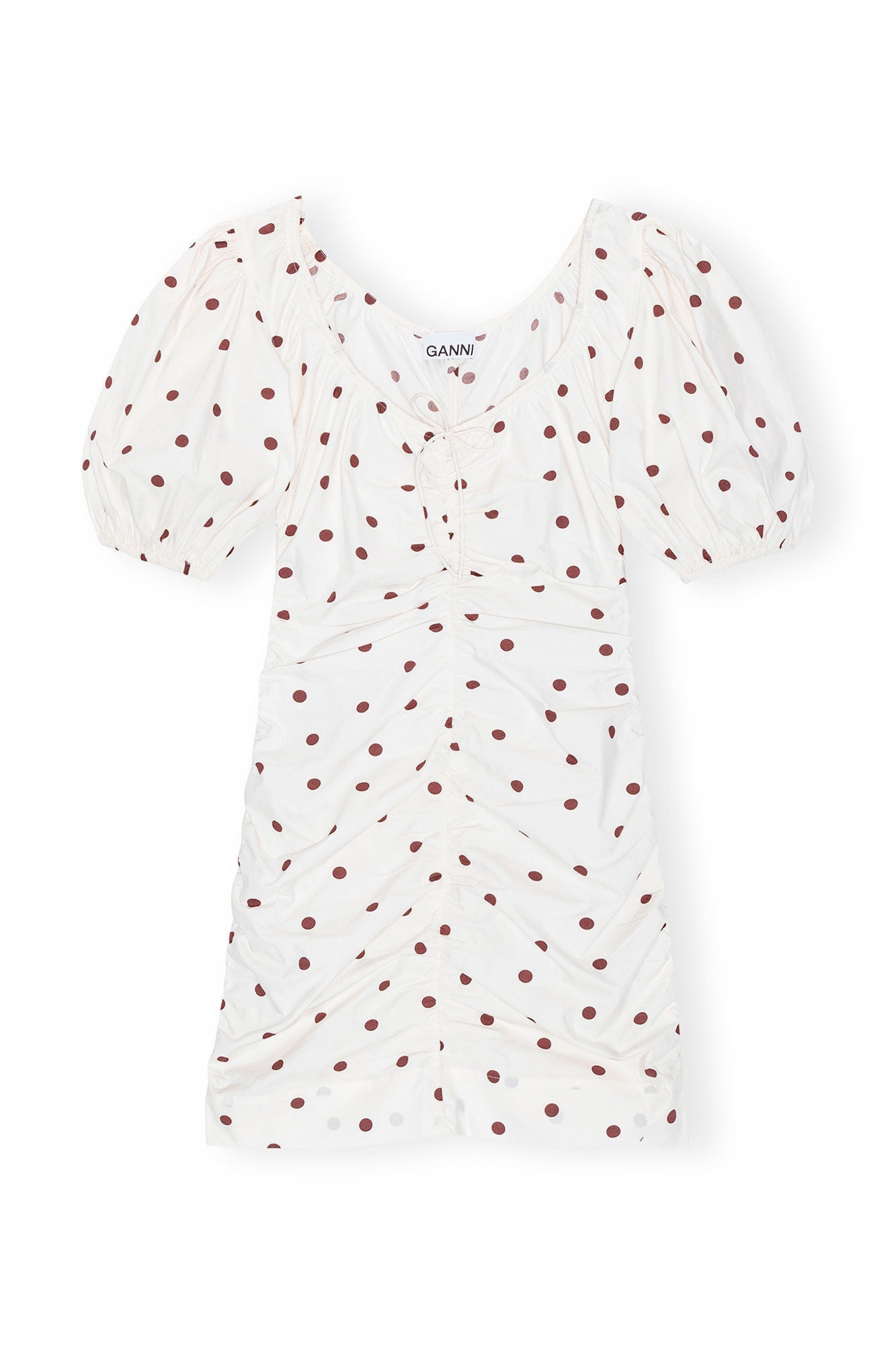 Printed U neck Mini Dress | Egret