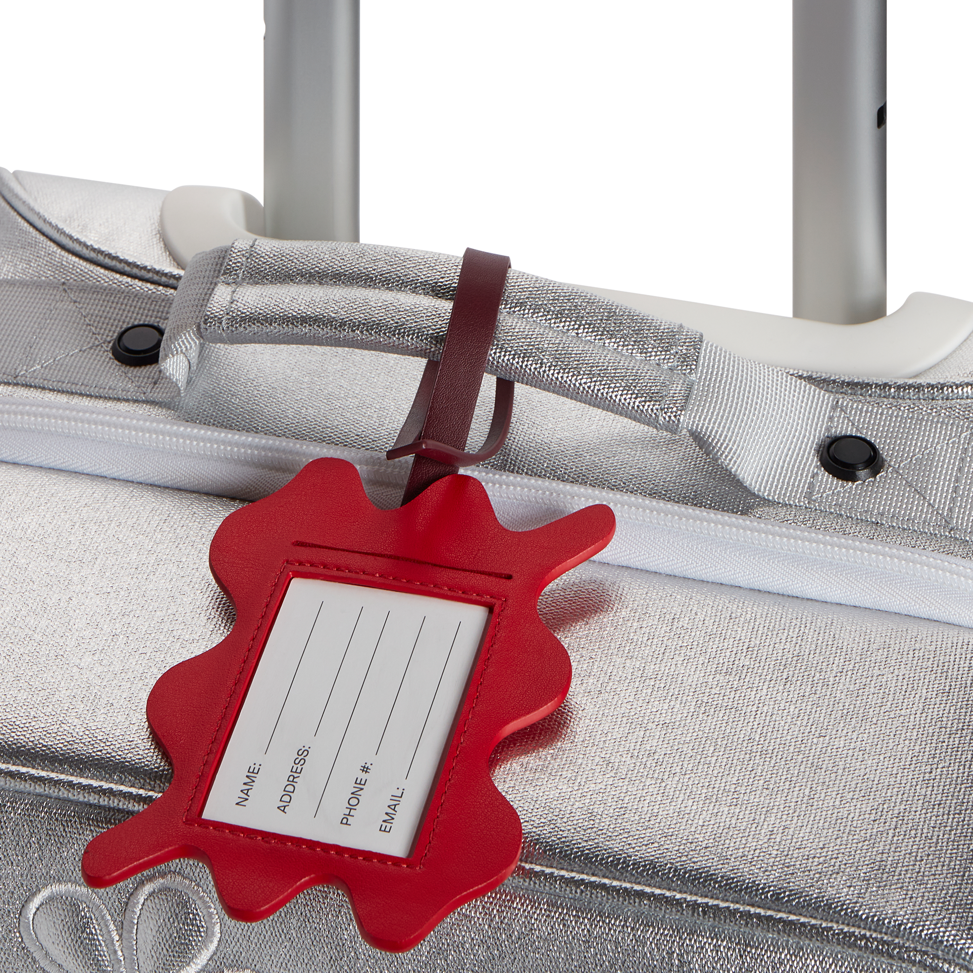 STATE Bags Squiggly Luggage Tag Red on Silver Suitcase Click to Zoom