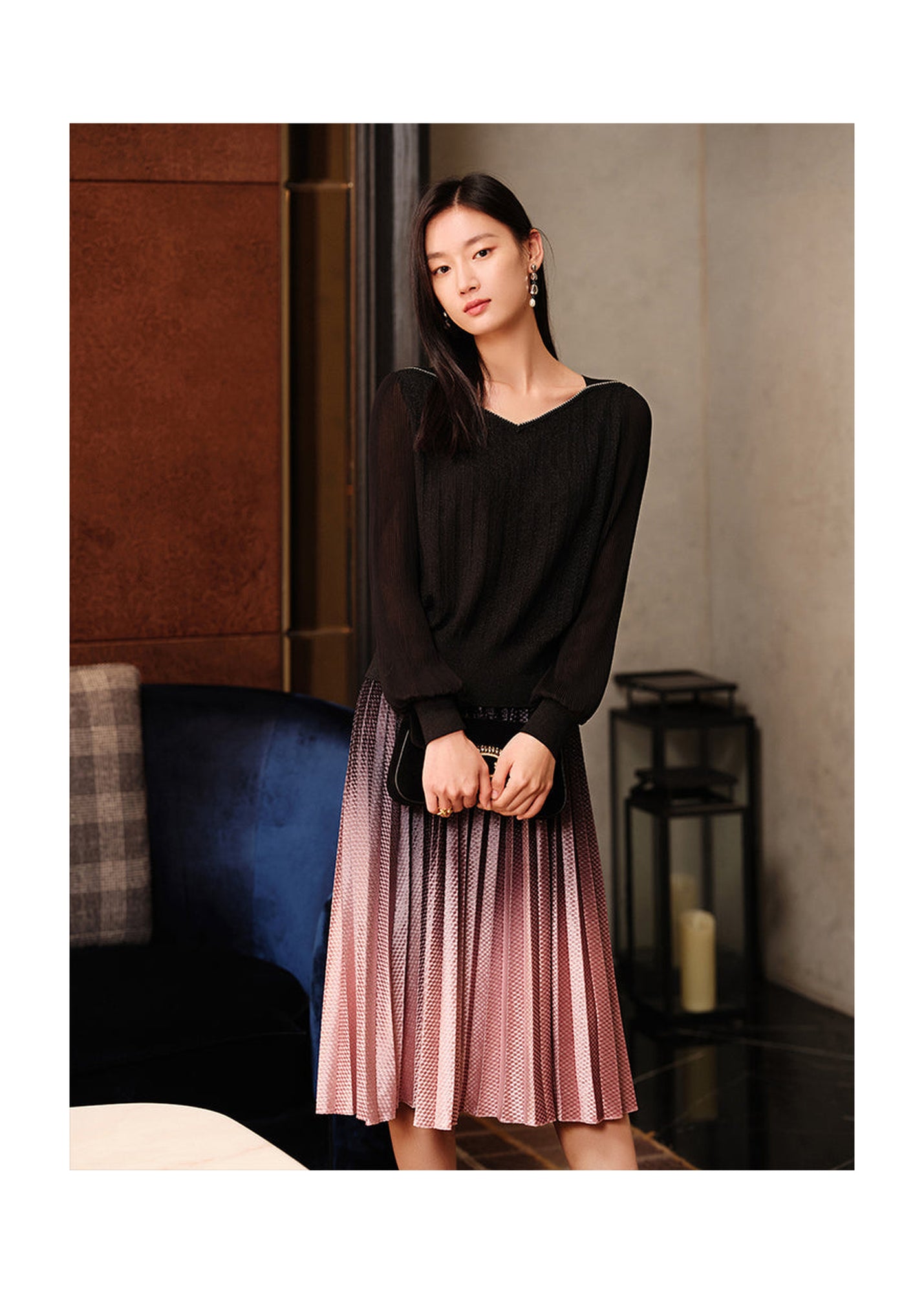 Puff Sleeves Knitted Shirt | Black