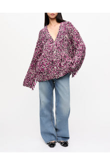 Purple Fringe Wool Handknit Cardigan | Boysenberry