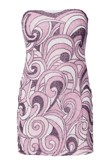 Veronica Hand - Beaded Embellished Mini Dress - Pink/Purple - Self - Adore
