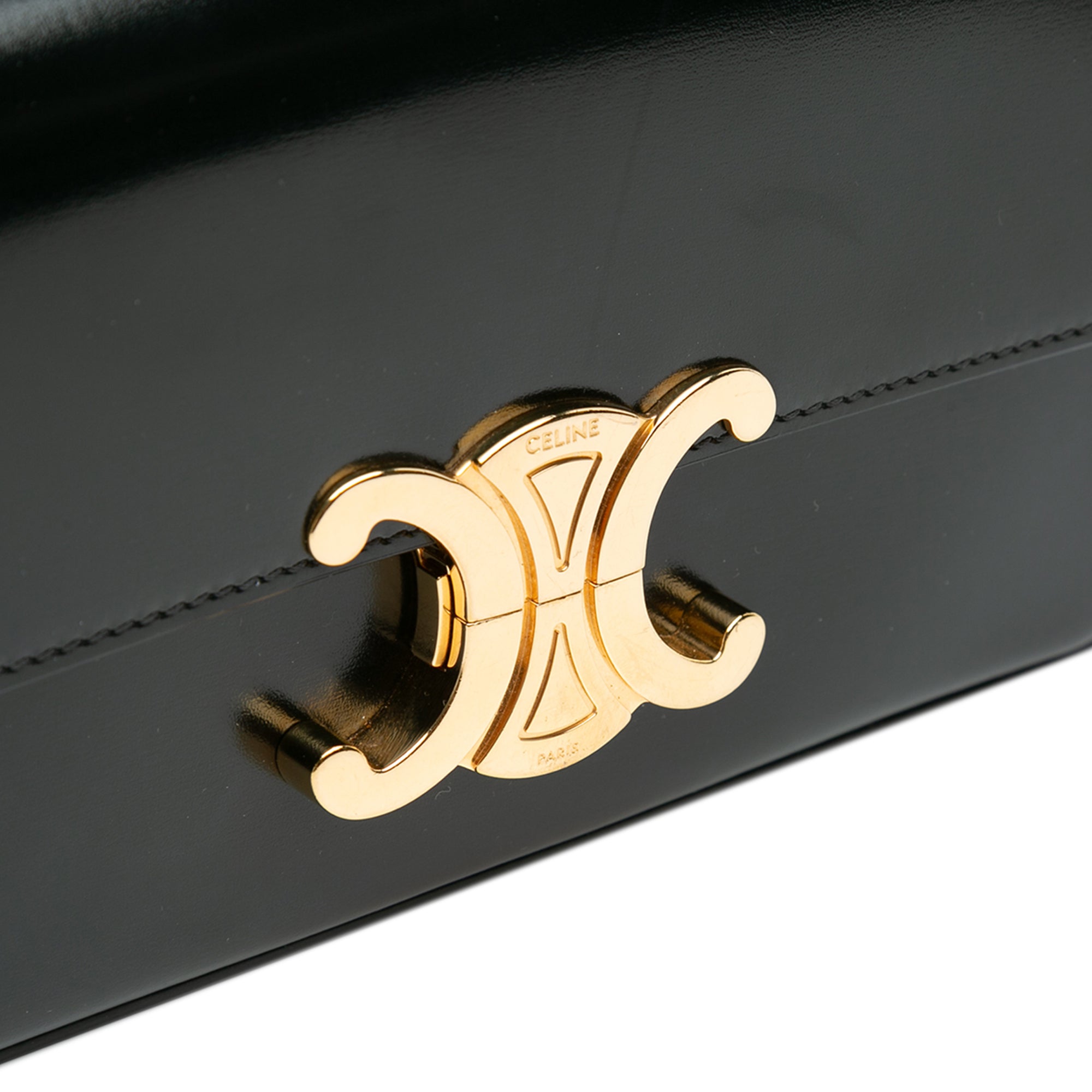 Celine | Pre-Owned Shiny Calfskin Claude Chain Shoulder Bag | Black