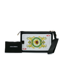 Dolce & Gabbana | Pre-Owned Printed Calfskin Playing Card Wristlet Clutch | Black