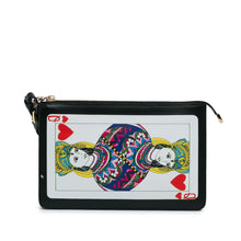 Dolce & Gabbana | Pre-Owned Printed Calfskin Playing Card Wristlet Clutch | Black