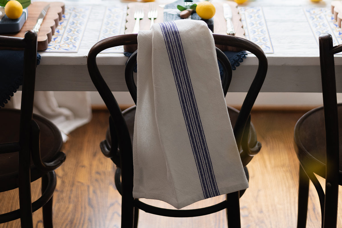 Kitchen Tea Towel | Vintage Navy Blue Stripe | Set of 2