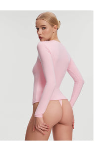 Quarter Zip Long Sleeve Top | Ballet Pink