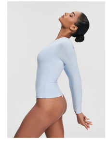 Quarter Zip Long Sleeve Top | Sky Blue
