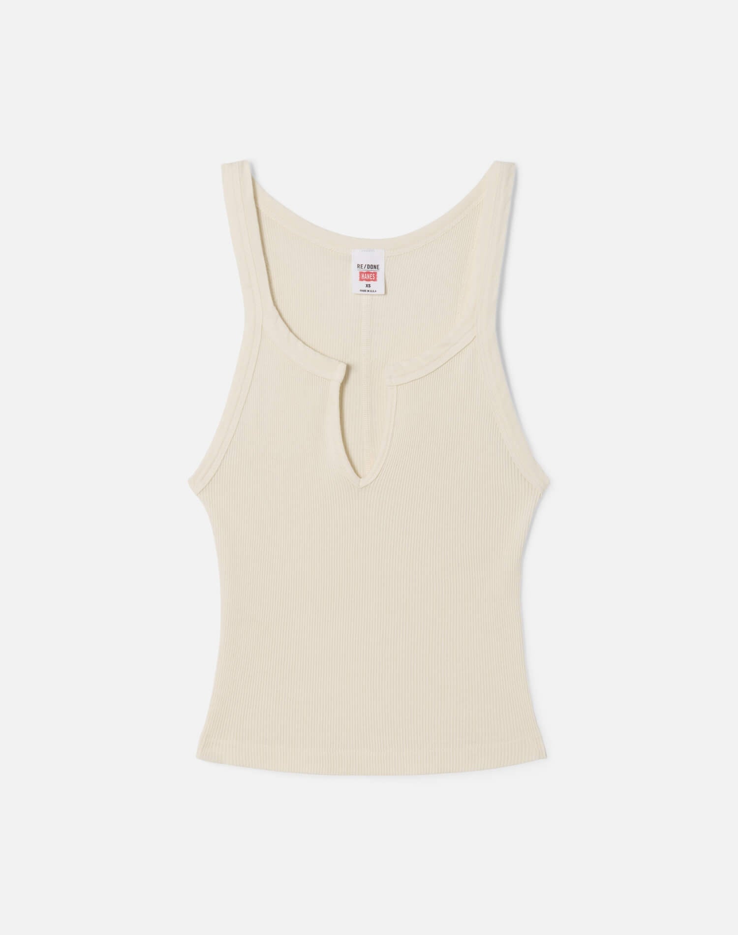 Womens | Hanes V Cut Ribbed Tank | Vintage Ivory