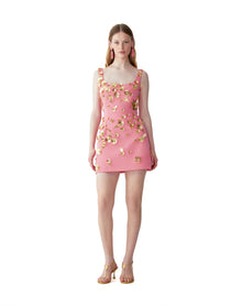 Embroidered Thin Strap Mini Dress | Sunset Multi