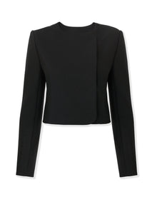 Long Sleeve Cropped Double Breasted Jacket | Black