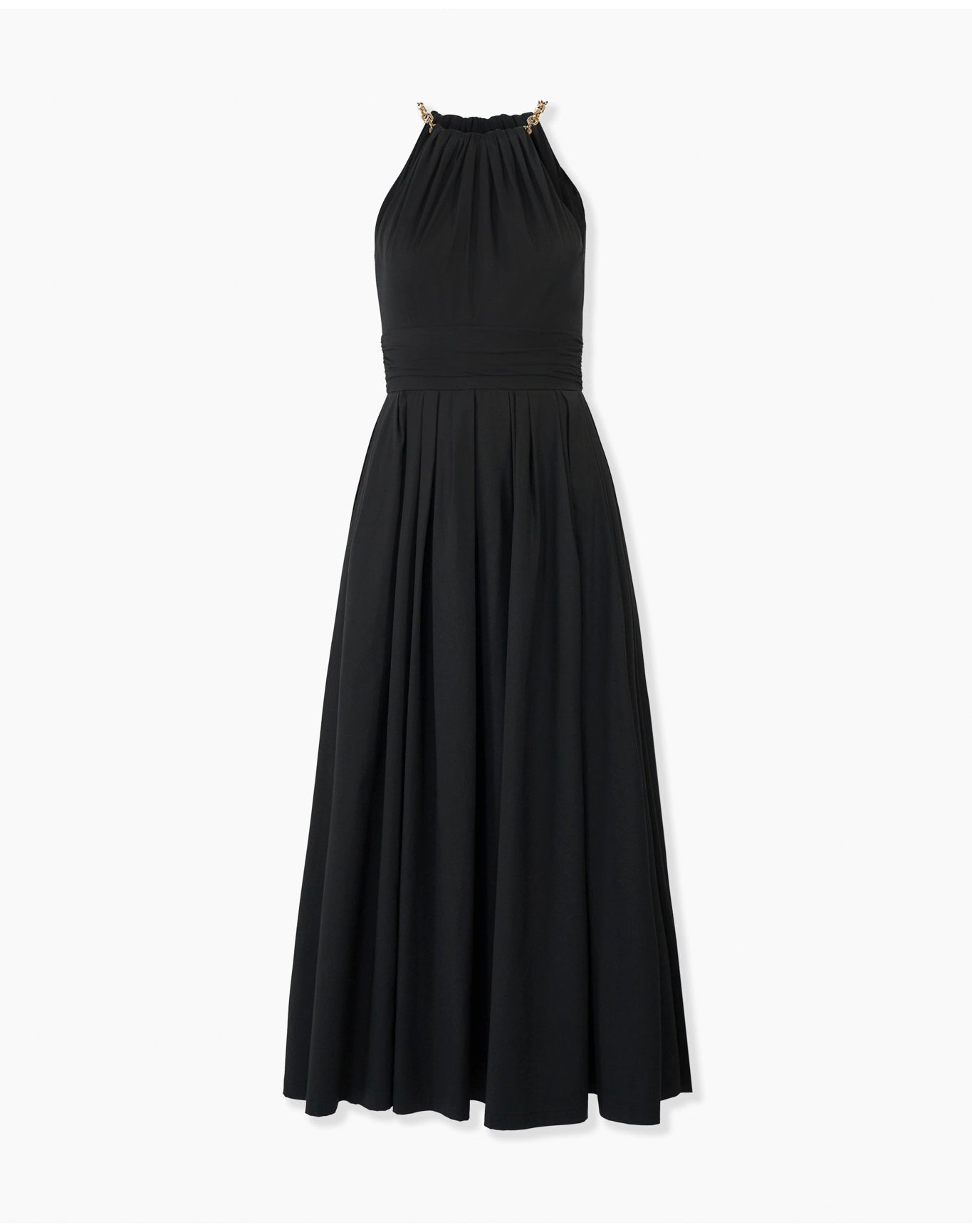 Halter Neck A-Line Midi Dress | Black