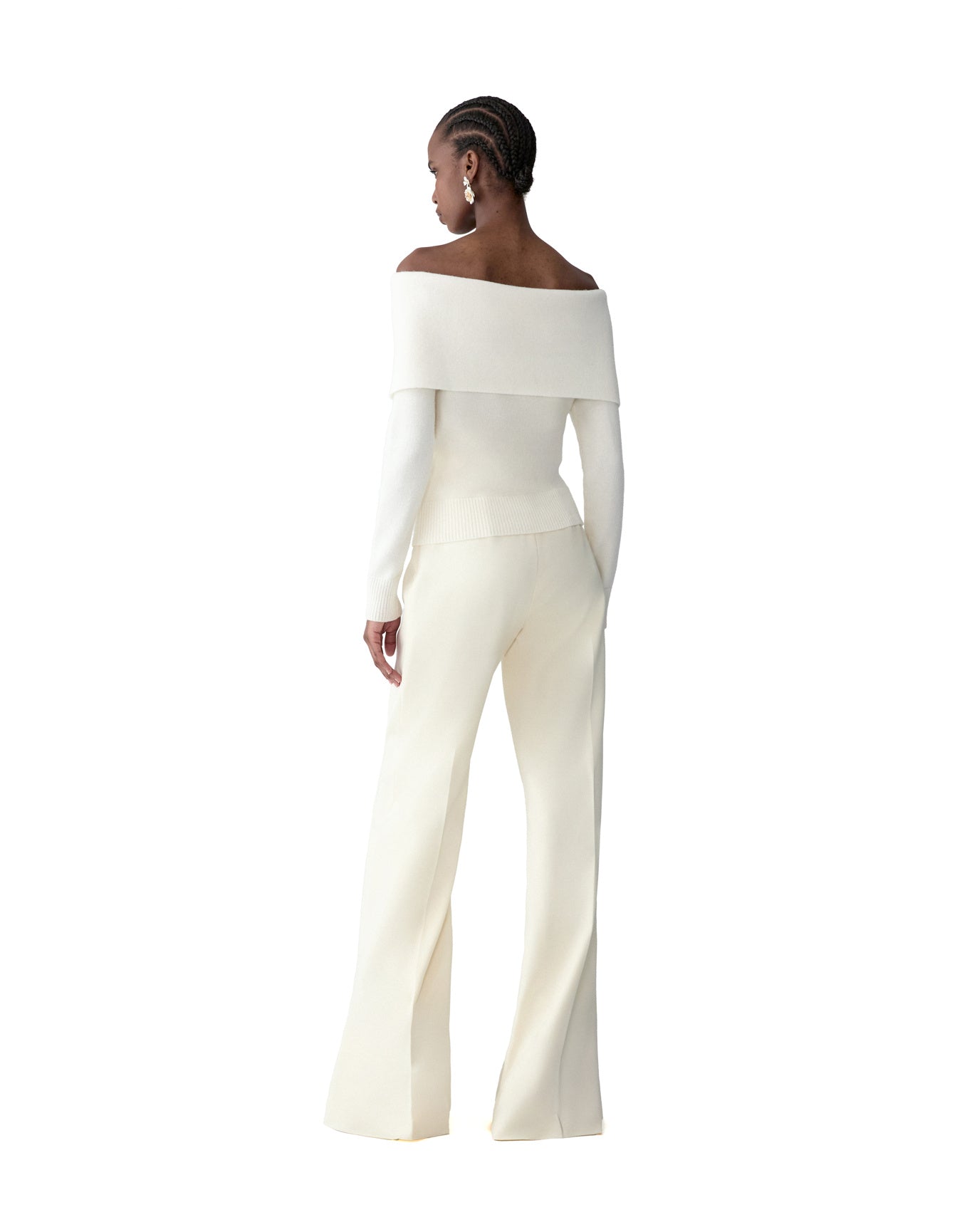 Off Shoulder Sweater | Ivory Multi
