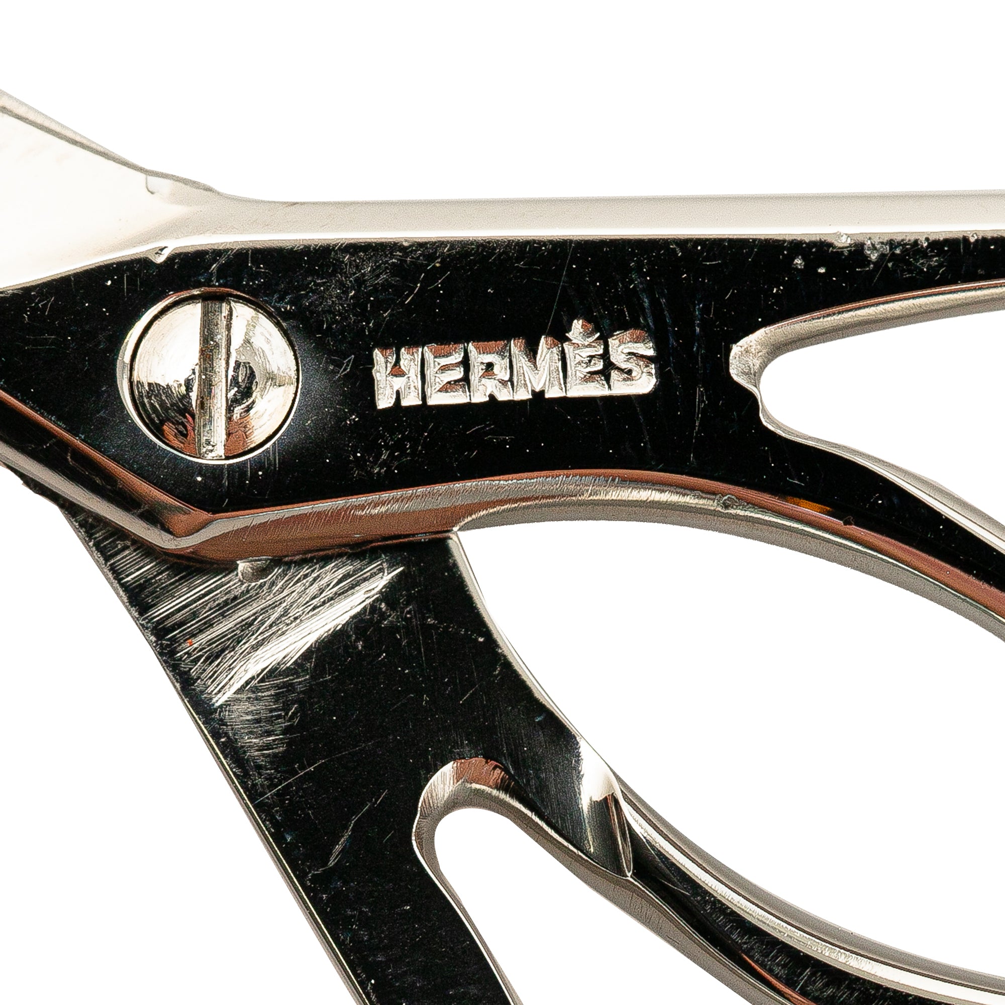 Hermès | Pre-Owned Stainless Steel Scissors with Leather Case | SilverBrownBrownBrown