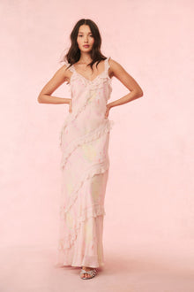 Radiance Floral Ruffle Maxi Dress | Strawberry Tart