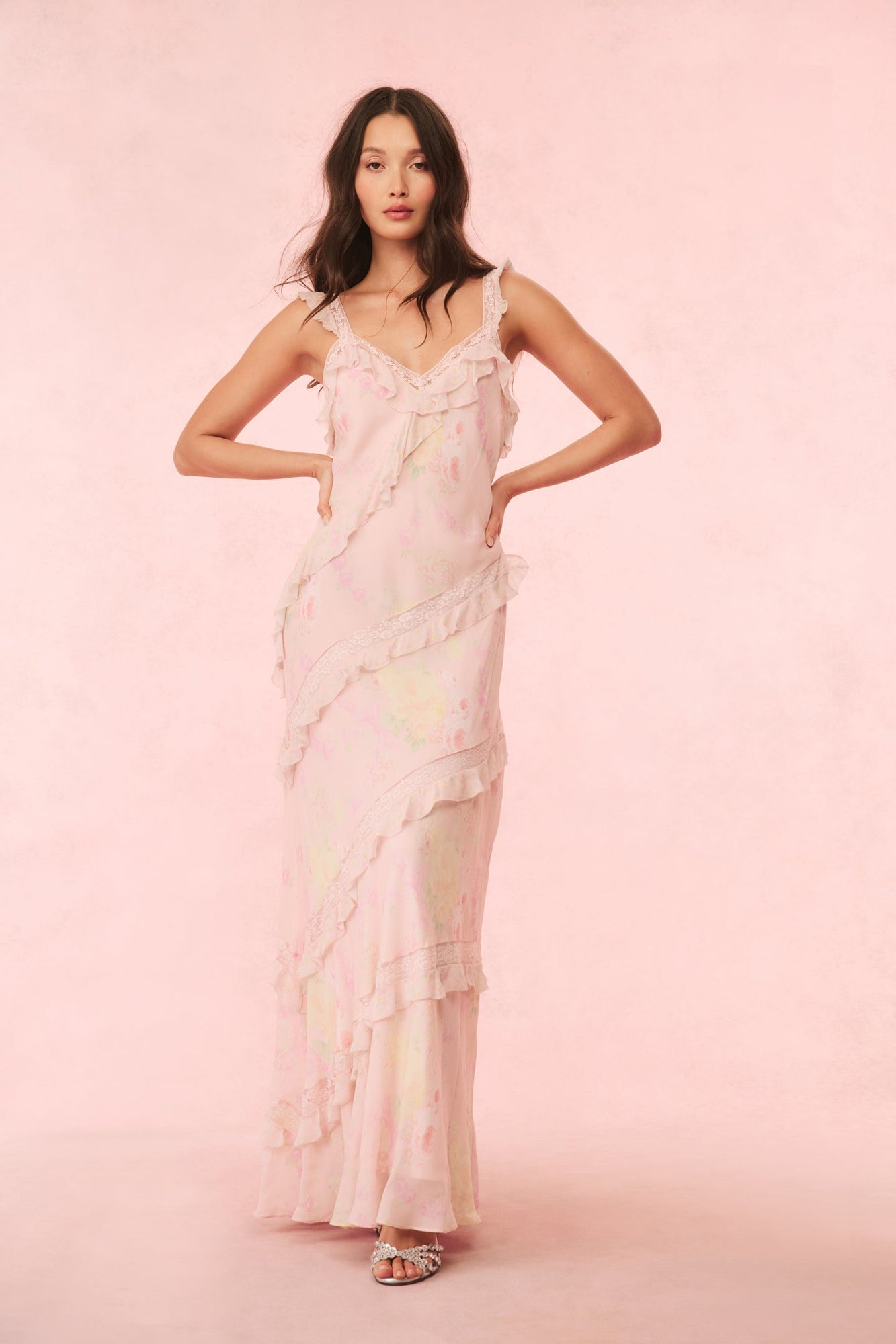 Radiance Floral Ruffle Maxi Dress | Strawberry Tart
