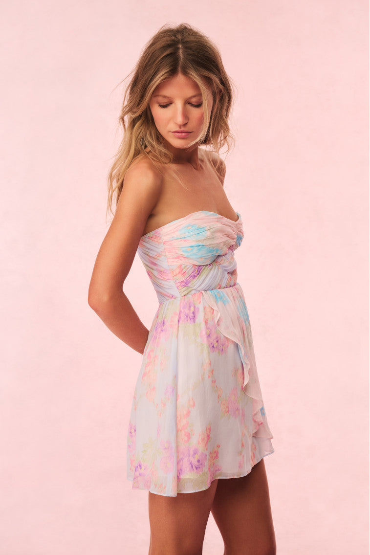 Rayne Floral Chiffon Mini Dress | Tropic Petal