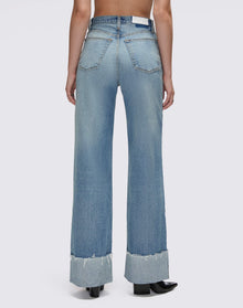 Womens | High Rise Wide Leg Cuff | Vintage Biker Blue
