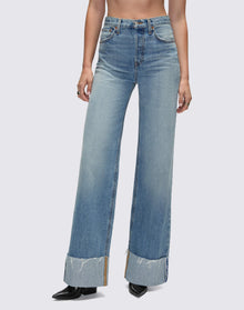 Womens | High Rise Wide Leg Cuff | Vintage Biker Blue