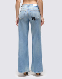 Womens | Comfort Stretch Mid Rise Wide Leg | Opal Indigo Star