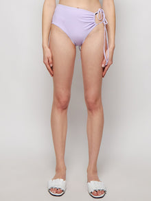 Women | Christopher Esber | Ruched Side Tie Brief Bikini Bottom | Chalky Lilac