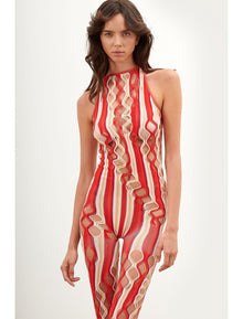 Reef Jumpsuit | Burgundy Stripe