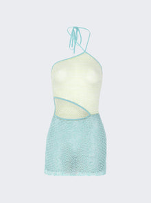 Women | Roberta Einer | Jasmine Sheer Knit Mini Dress | Teal