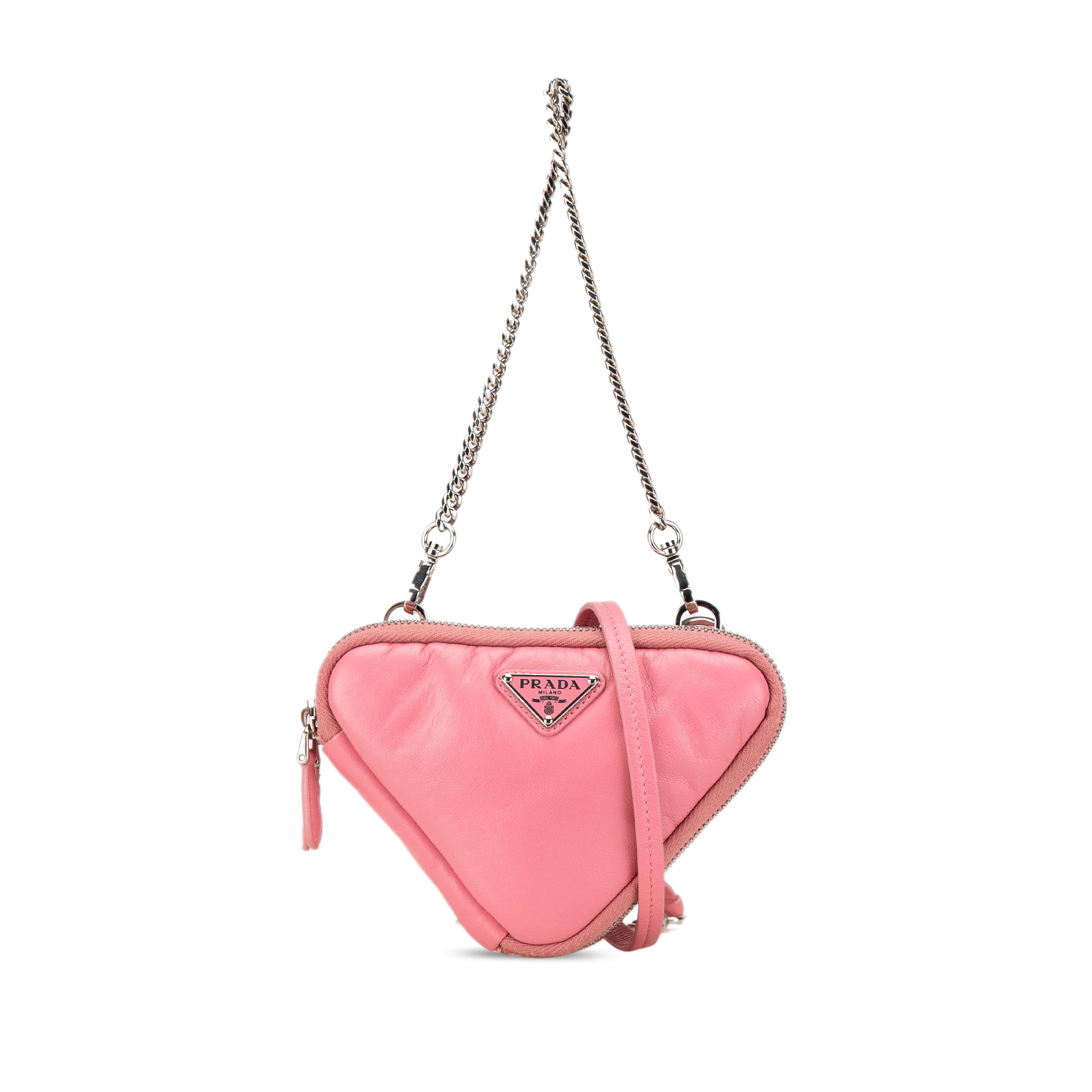 Prada | Pre-Owned Mini Soft Nappa Triangle Pouch | Pink