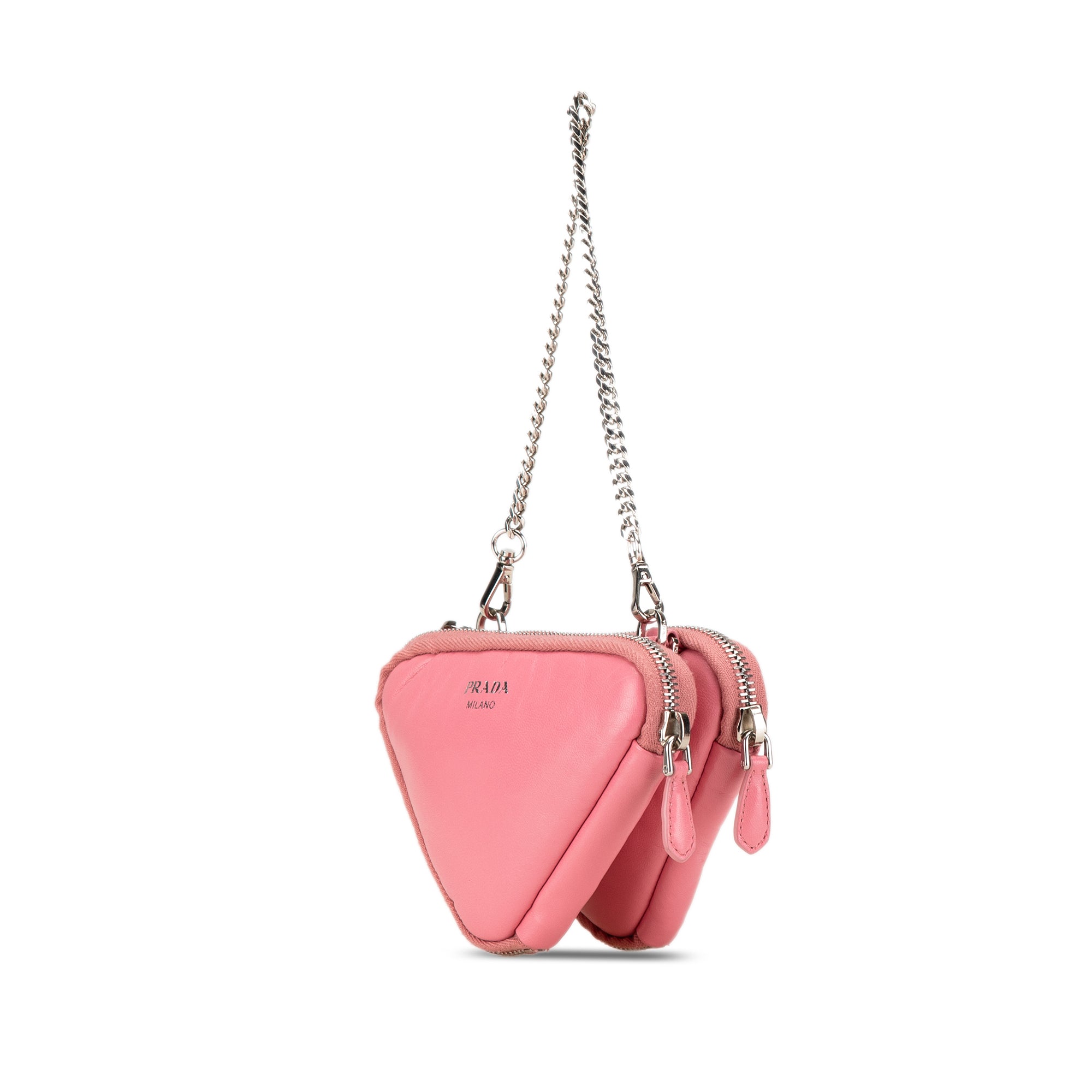 Prada | Pre-Owned Mini Soft Nappa Triangle Pouch | Pink
