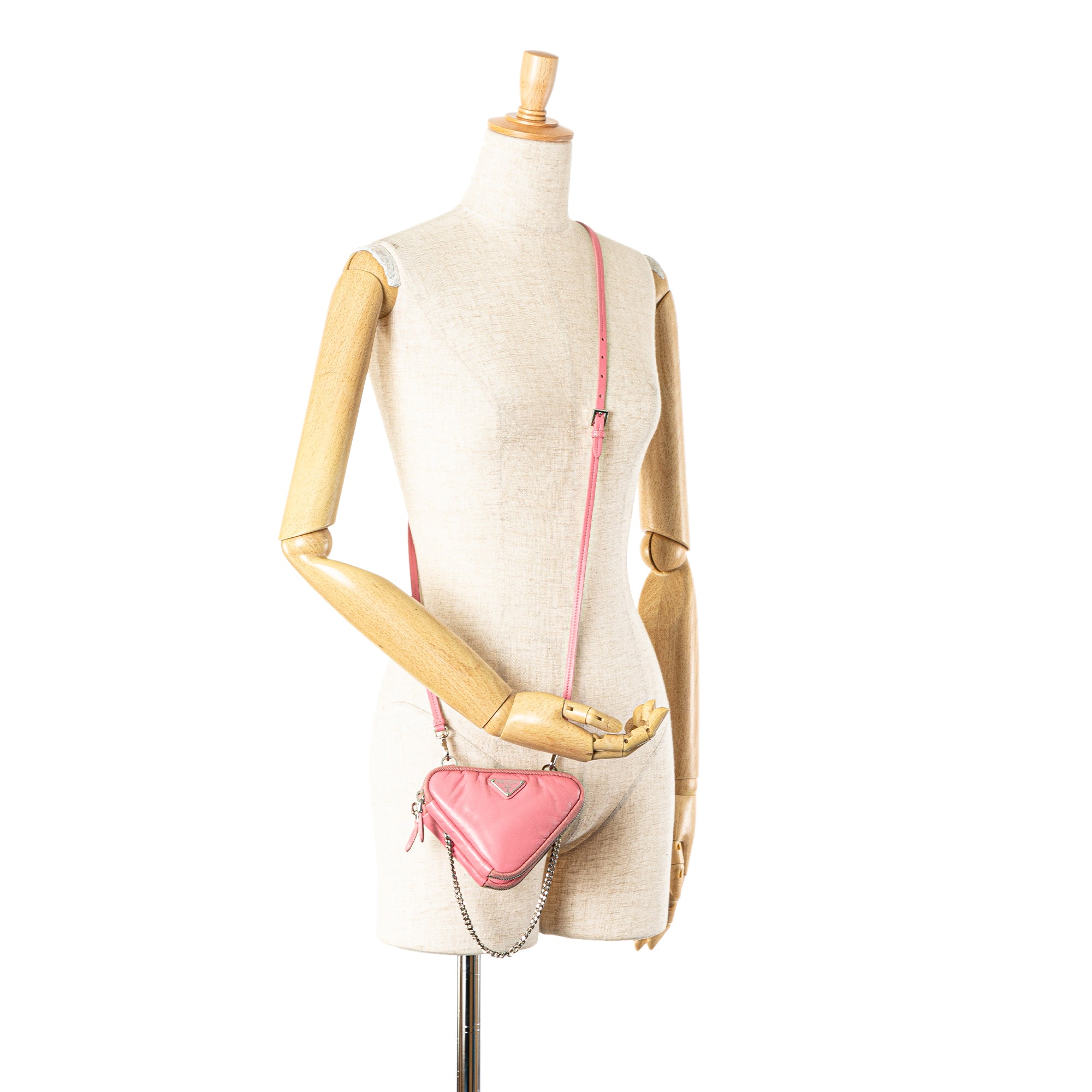 Prada | Pre-Owned Mini Soft Nappa Triangle Pouch | Pink