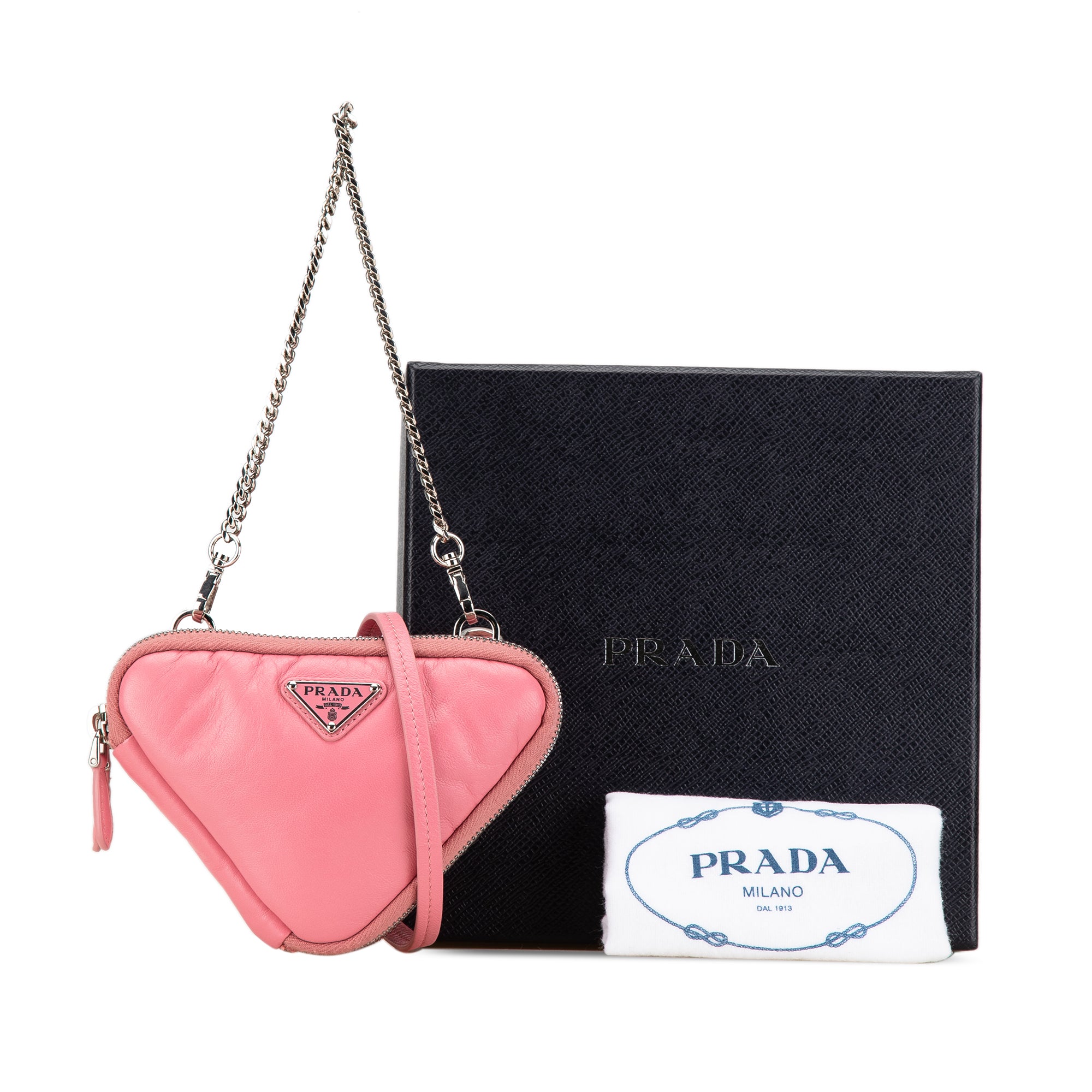 Prada | Pre-Owned Mini Soft Nappa Triangle Pouch | Pink