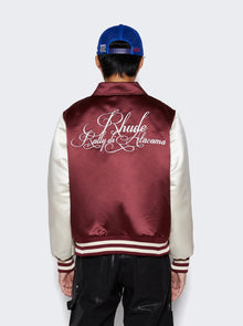 Men | Rhude | Satin Varsity Jacket | Maroon