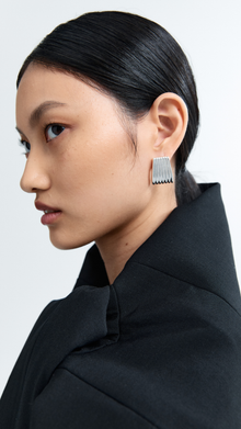 Ribbed Statement Earrings | Silver Plated