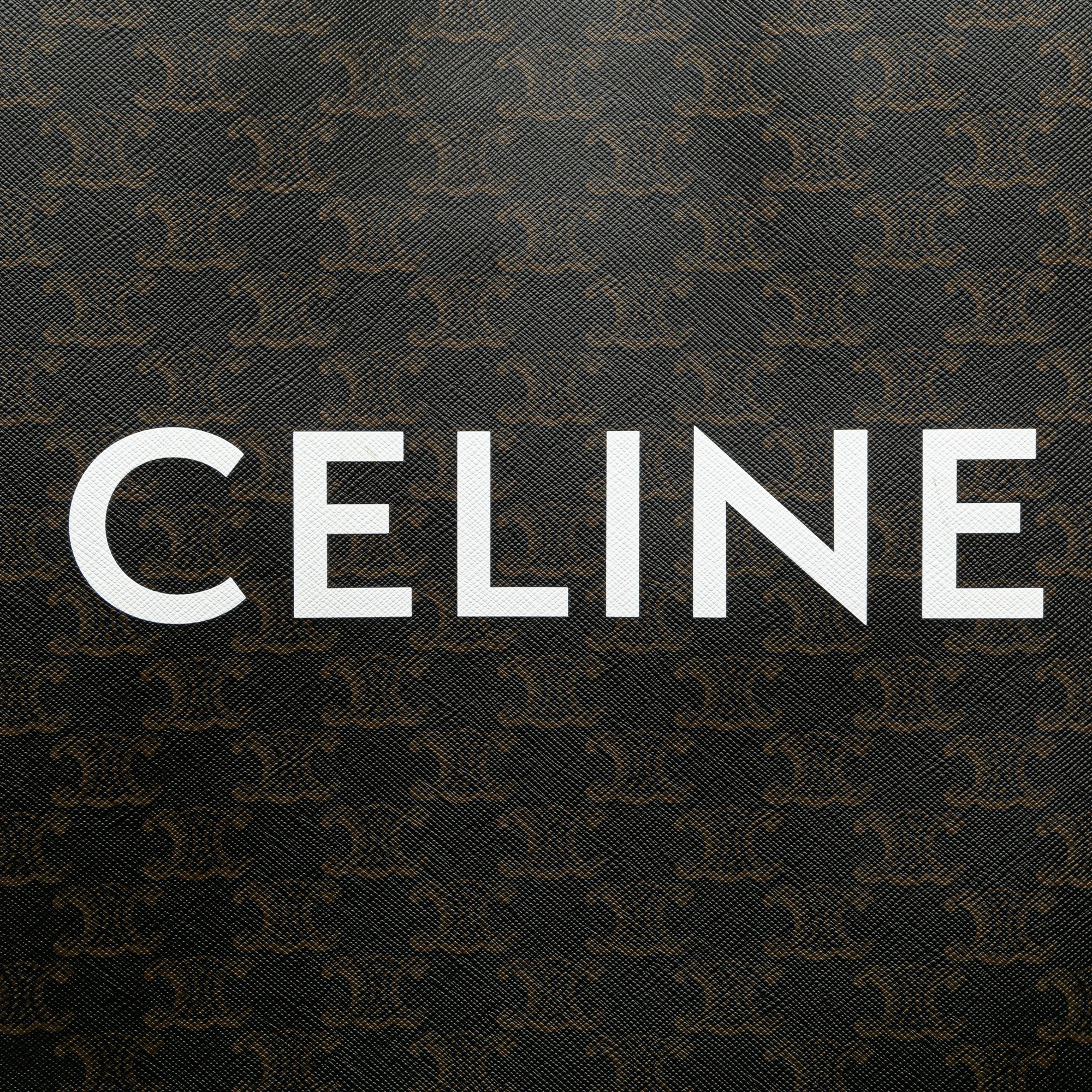 Celine | Pre-Owned Medium Triomphe Coated Canvas Vertical Cabas Satchel | Black
