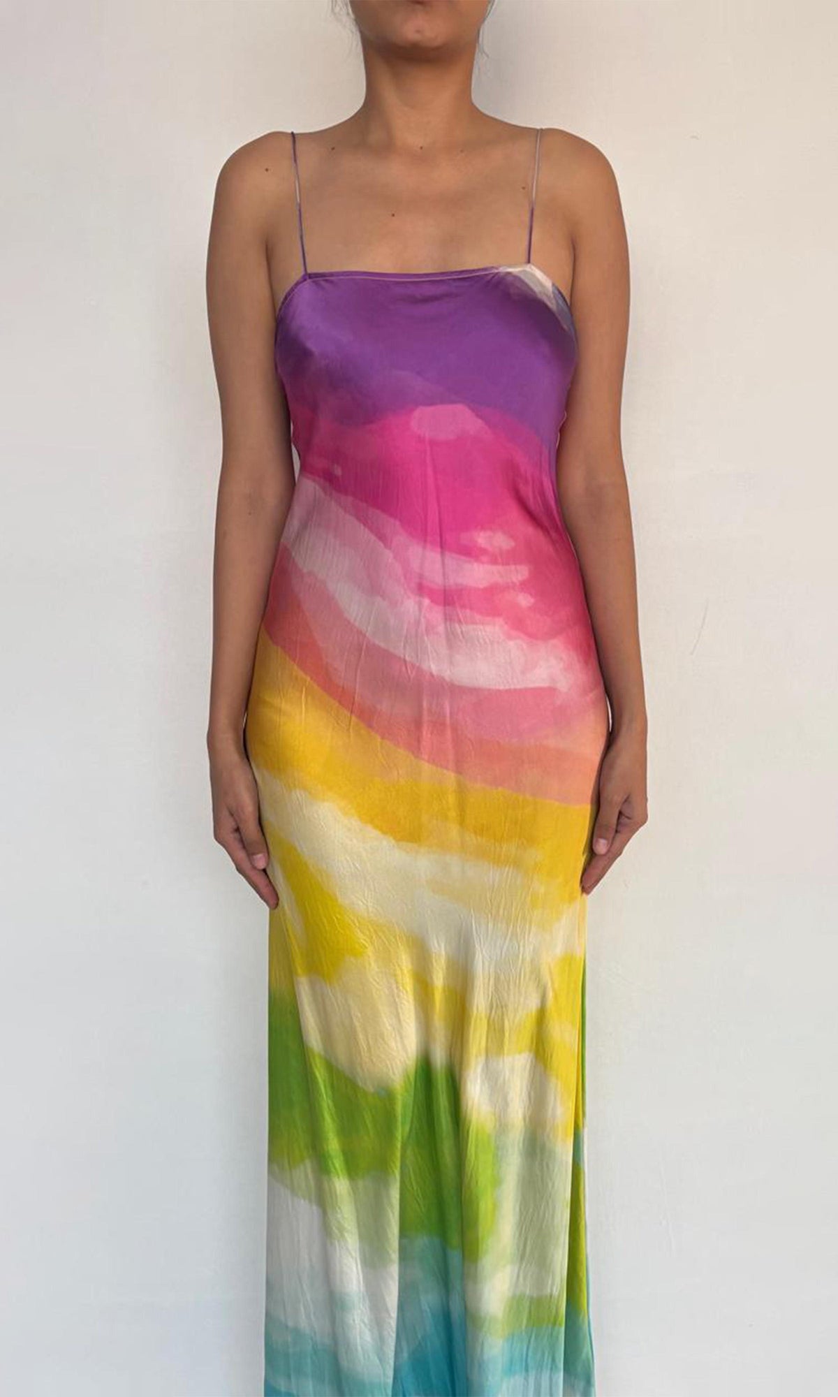 Womens | Aimee Charmeuse Silk Long Dress | Rainbow