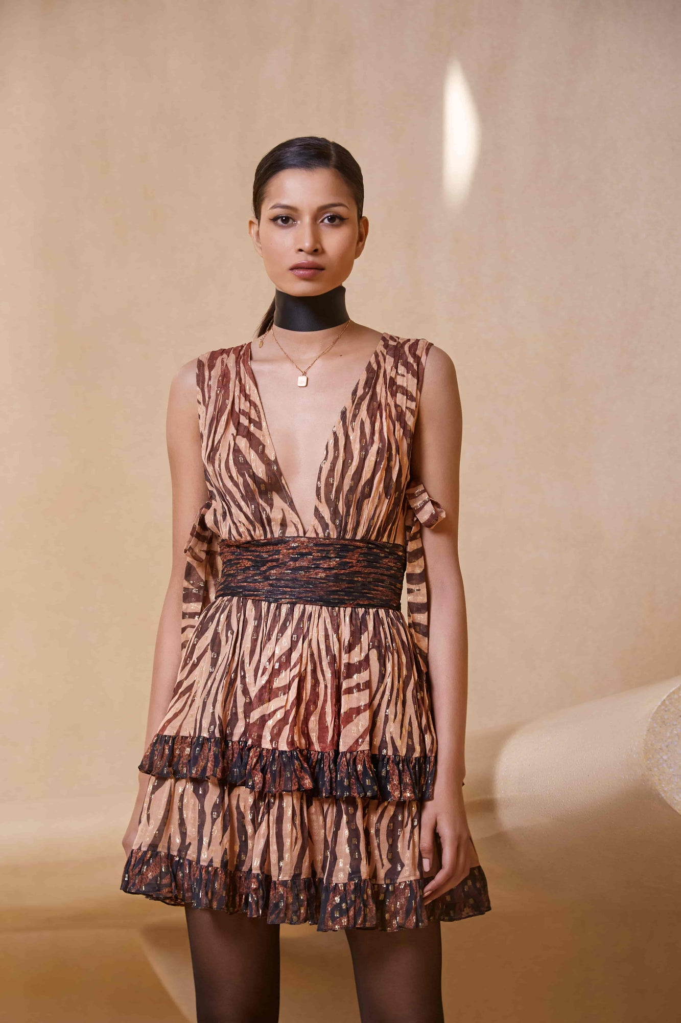 Rococo Sand | Aine Sleeveless Short Dress | Camel