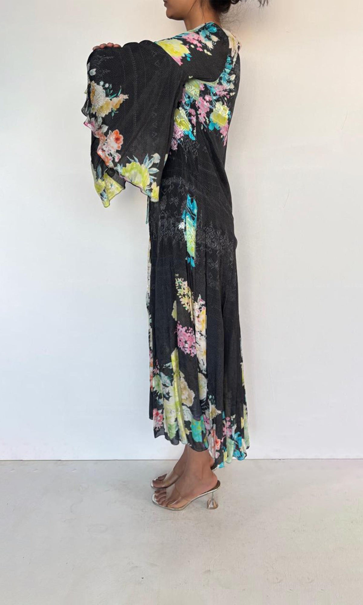 Womens | Aita Viscose Crepe Jacquard Cape | Black