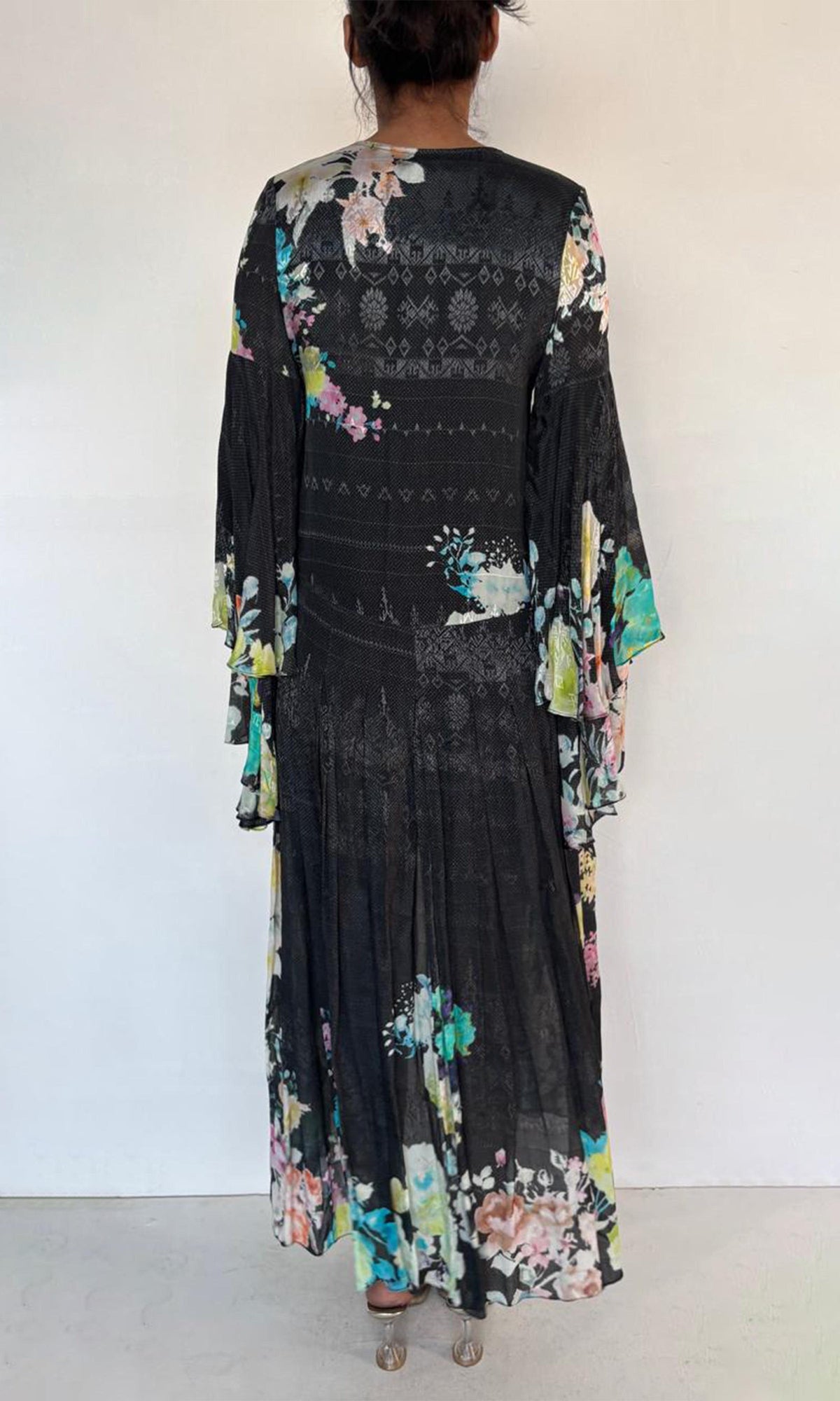 Womens | Aita Viscose Crepe Jacquard Cape | Black