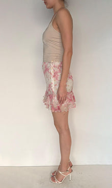 Womens | Ava Viscose Chiffon Dobby Short Skirt | Rose Wood